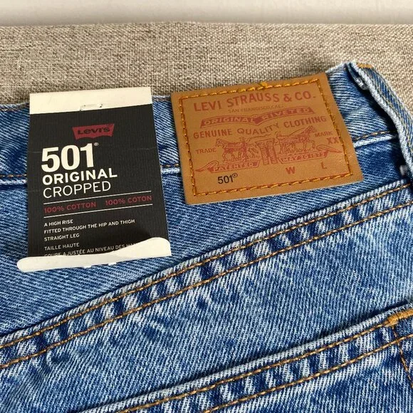 Levi's Premium 501 Cropped Denim Jeans Women's 28 High Rise Blue Casual NWT - Picture 7 of 14